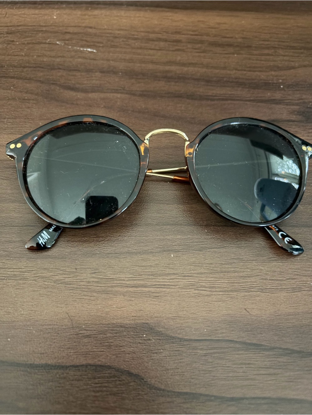 H&M Tortoiseshell Round Sunglasses with Gold Bridge